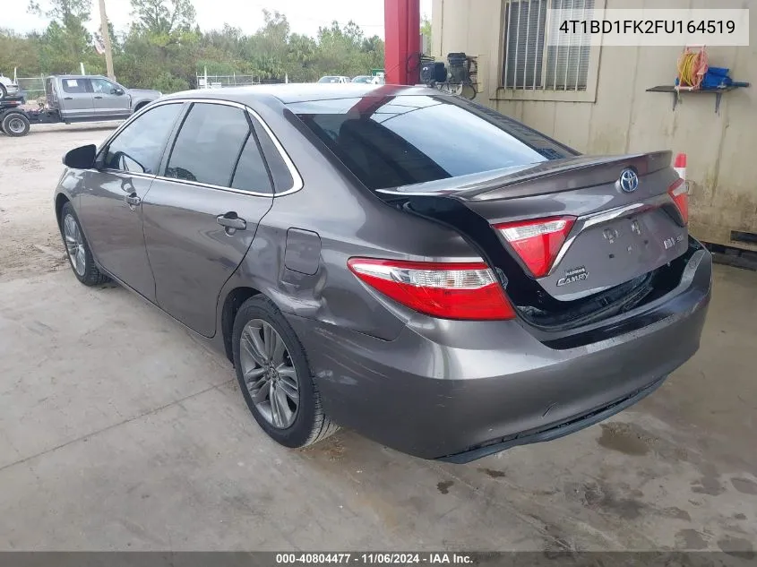 2015 Toyota Camry Hybrid Se VIN: 4T1BD1FK2FU164519 Lot: 40804477