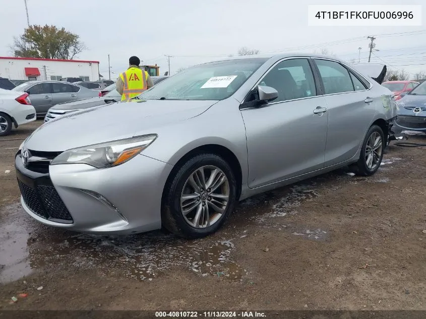 2015 Toyota Camry Se VIN: 4T1BF1FK0FU006996 Lot: 40810722