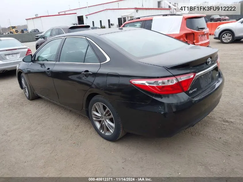 2015 Toyota Camry Se VIN: 4T1BF1FK3FU912222 Lot: 40812371