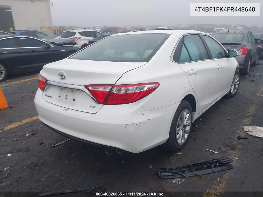 2015 Toyota Camry Le VIN: 4T4BF1FK4FR448640 Lot: 40826865