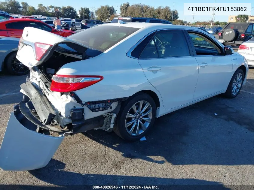 2015 Toyota Camry Hybrid Xle VIN: 4T1BD1FK4FU153862 Lot: 40826946