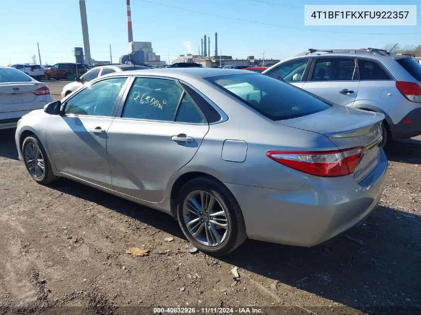 2015 Toyota Camry Le/Xle/Se/Xse VIN: 4T1BF1FKXFU922357 Lot: 40832926