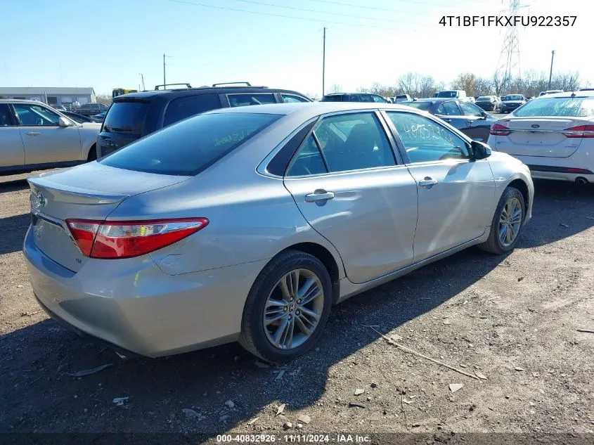 2015 Toyota Camry Le/Xle/Se/Xse VIN: 4T1BF1FKXFU922357 Lot: 40832926