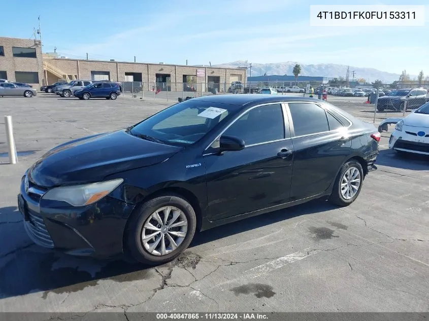 2015 Toyota Camry Hybrid Le VIN: 4T1BD1FK0FU153311 Lot: 40847865