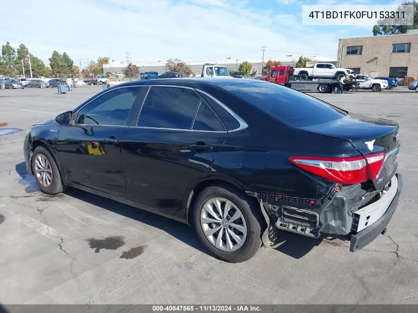 2015 Toyota Camry Hybrid Le VIN: 4T1BD1FK0FU153311 Lot: 40847865