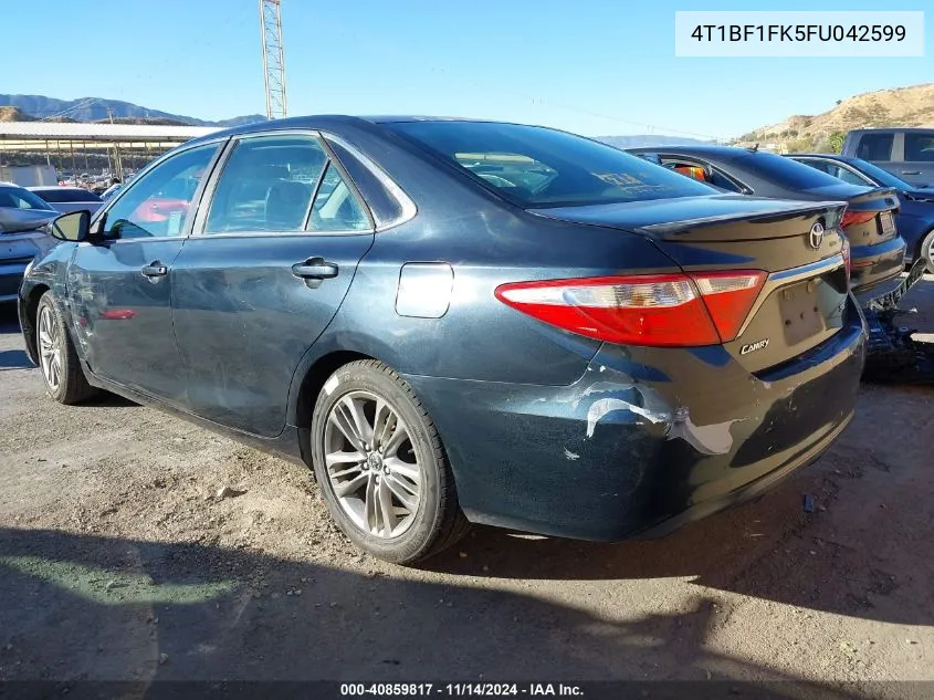 2015 Toyota Camry Se VIN: 4T1BF1FK5FU042599 Lot: 40859817