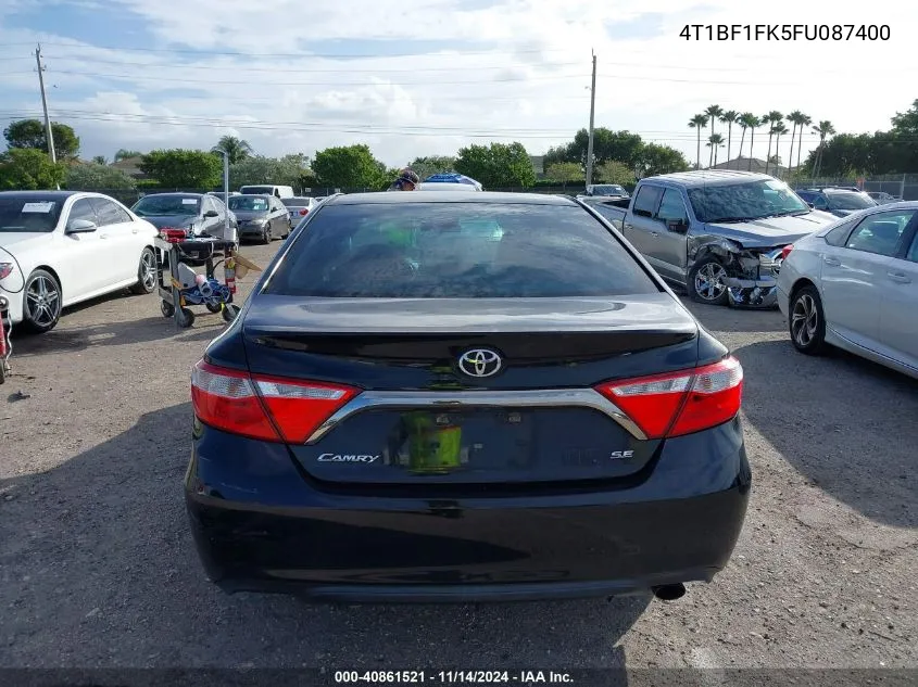 2015 Toyota Camry Se VIN: 4T1BF1FK5FU087400 Lot: 40861521