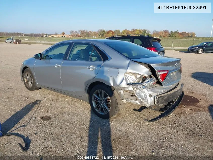 2015 Toyota Camry Se VIN: 4T1BF1FK1FU032491 Lot: 40883722