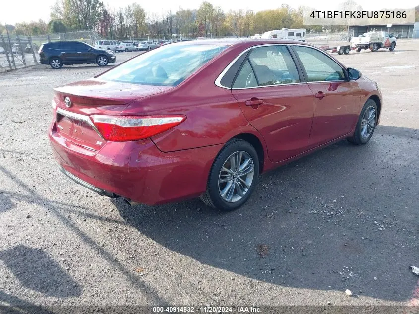 2015 Toyota Camry Se VIN: 4T1BF1FK3FU875186 Lot: 40914832