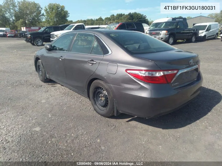 2016 Toyota Camry Le/Xle/Se/Xse VIN: 4T1BF1FK3GU180031 Lot: 12080450