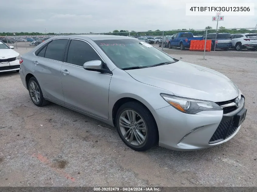 2016 Toyota Camry Se VIN: 4T1BF1FK3GU123506 Lot: 39252479