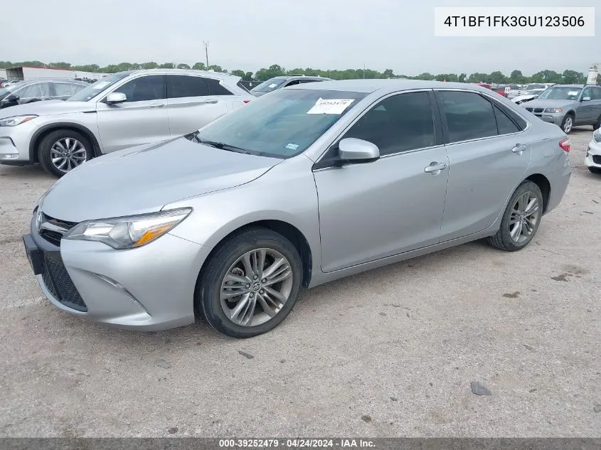 2016 Toyota Camry Se VIN: 4T1BF1FK3GU123506 Lot: 39252479