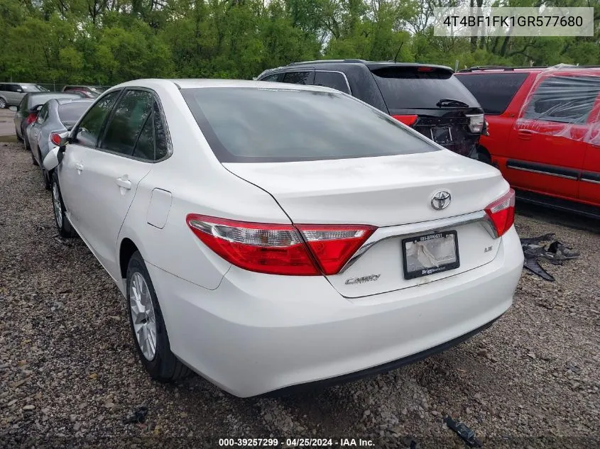 2016 Toyota Camry Le VIN: 4T4BF1FK1GR577680 Lot: 39257299