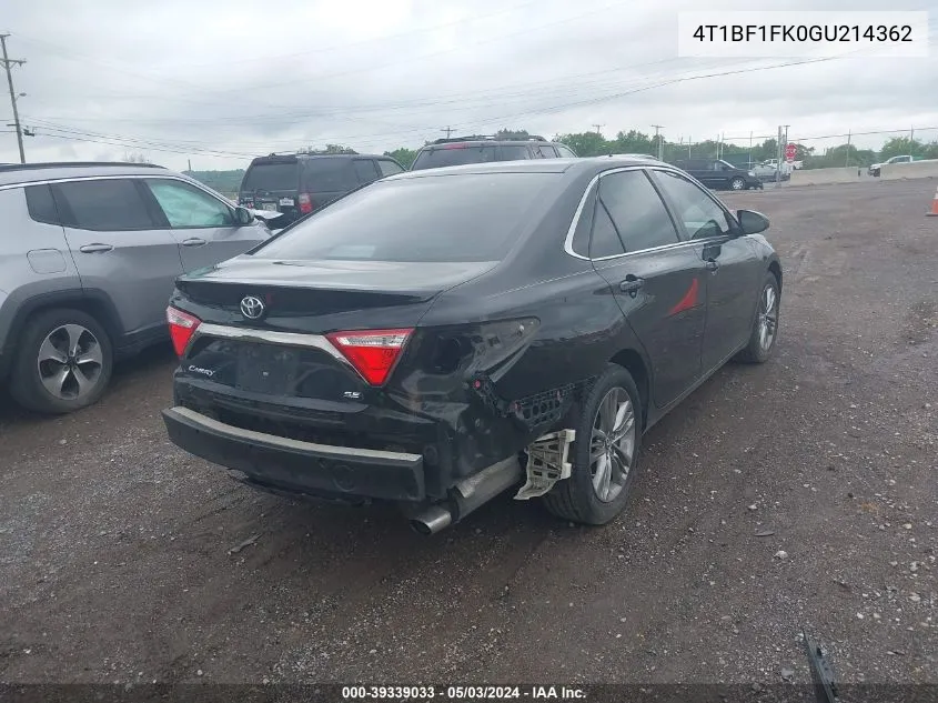 4T1BF1FK0GU214362 2016 Toyota Camry Se