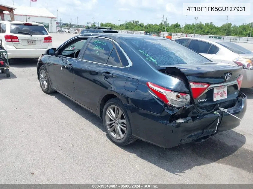 2016 Toyota Camry Le/Se/Xle/Xse VIN: 4T1BF1FK5GU127931 Lot: 39349407