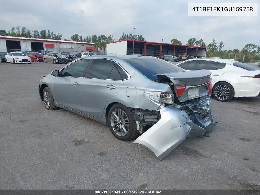 2016 Toyota Camry Se VIN: 4T1BF1FK1GU159758 Lot: 39391341