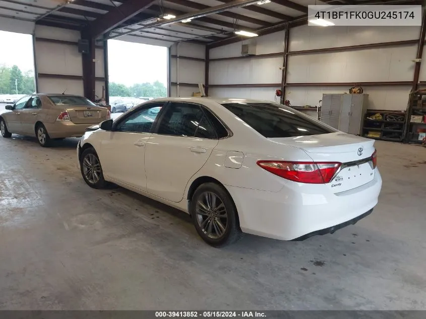 2016 Toyota Camry Se VIN: 4T1BF1FK0GU245174 Lot: 39413852