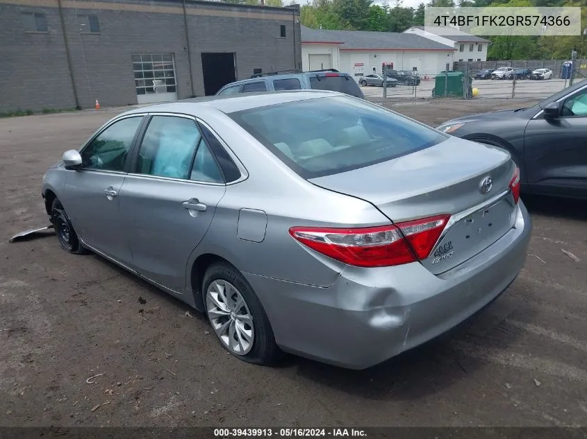 4T4BF1FK2GR574366 2016 Toyota Camry Le