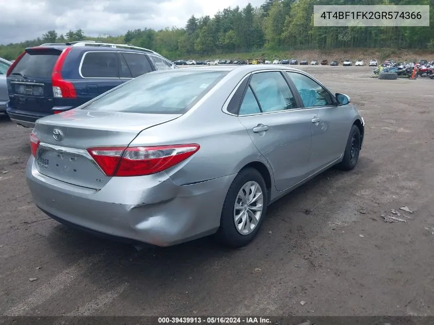 4T4BF1FK2GR574366 2016 Toyota Camry Le