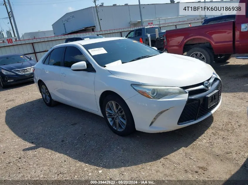 2016 Toyota Camry Se VIN: 4T1BF1FK6GU186938 Lot: 39442623