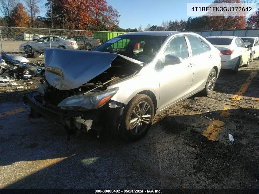 2016 Toyota Camry Se VIN: 4T1BF1FK3GU172642 Lot: 39460492