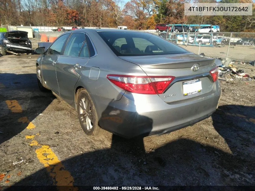 2016 Toyota Camry Se VIN: 4T1BF1FK3GU172642 Lot: 39460492