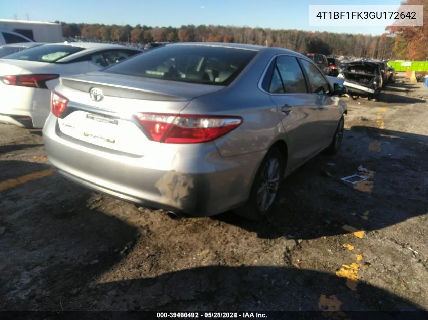 2016 Toyota Camry Se VIN: 4T1BF1FK3GU172642 Lot: 39460492