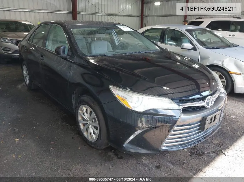 2016 Toyota Camry Le VIN: 4T1BF1FK6GU248211 Lot: 39585747