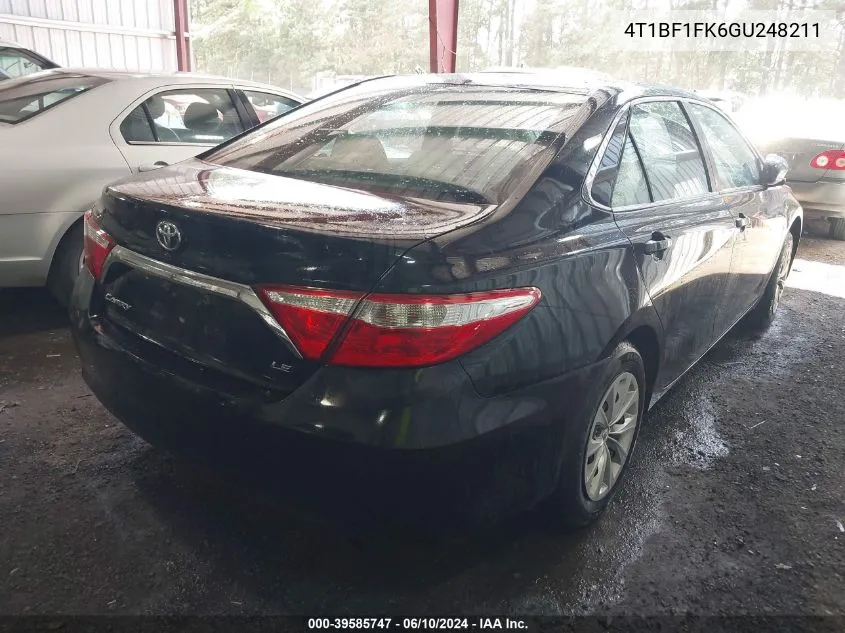 2016 Toyota Camry Le VIN: 4T1BF1FK6GU248211 Lot: 39585747