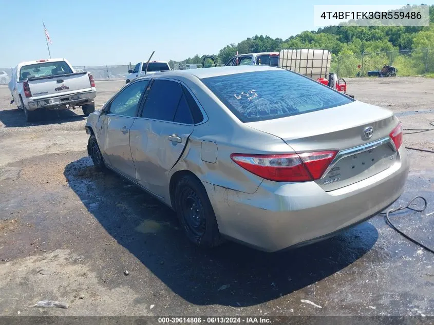 2016 Toyota Camry Le VIN: 4T4BF1FK3GR559486 Lot: 39614806