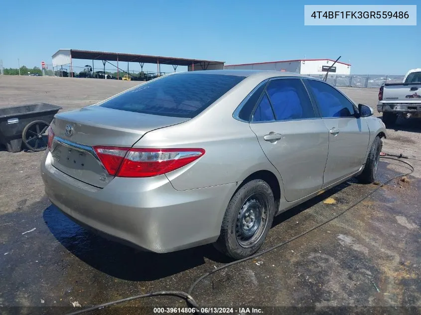 2016 Toyota Camry Le VIN: 4T4BF1FK3GR559486 Lot: 39614806