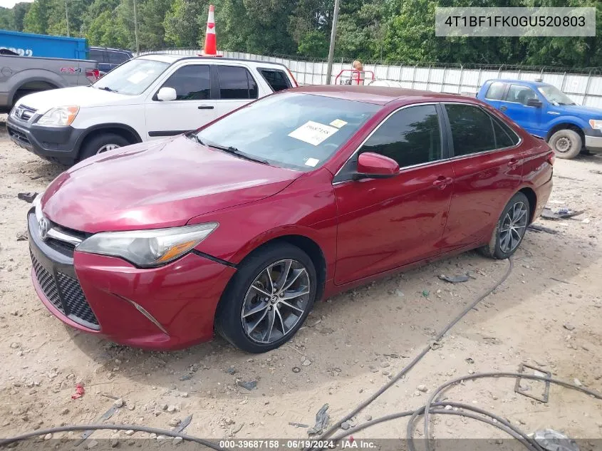 2016 Toyota Camry Xse VIN: 4T1BF1FK0GU520803 Lot: 39687158