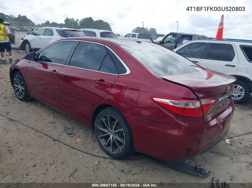 2016 Toyota Camry Xse VIN: 4T1BF1FK0GU520803 Lot: 39687158