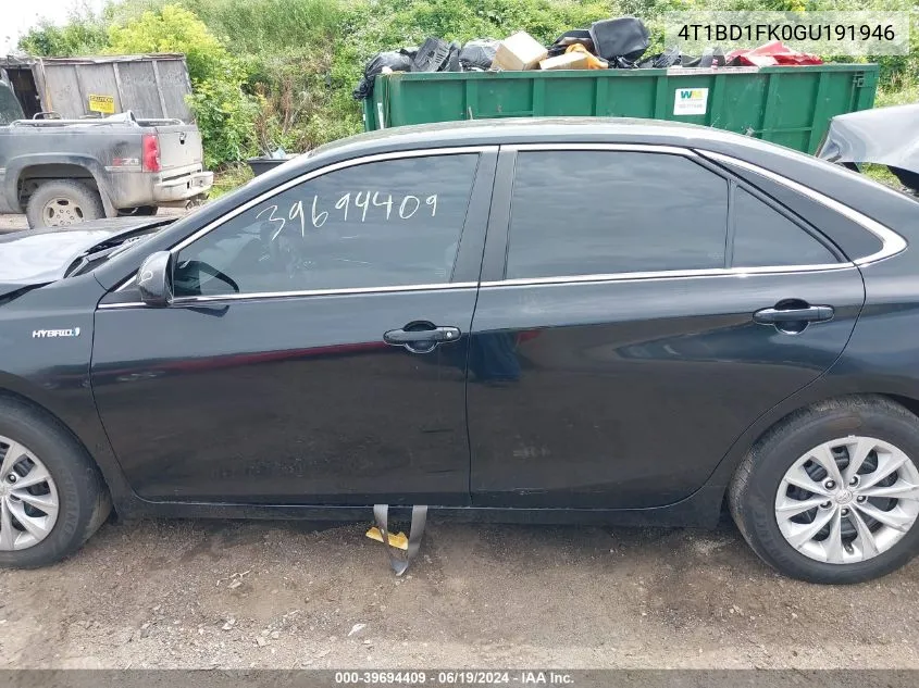 2016 Toyota Camry Hybrid Le VIN: 4T1BD1FK0GU191946 Lot: 39694409