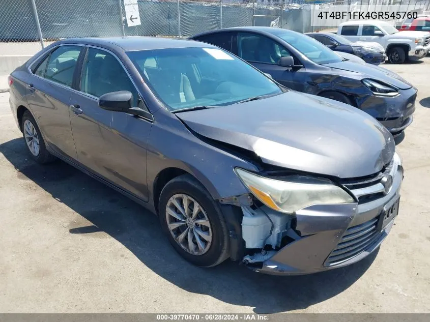 4T4BF1FK4GR545760 2016 Toyota Camry Le