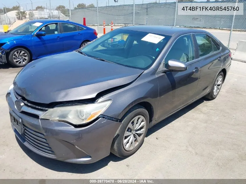 4T4BF1FK4GR545760 2016 Toyota Camry Le