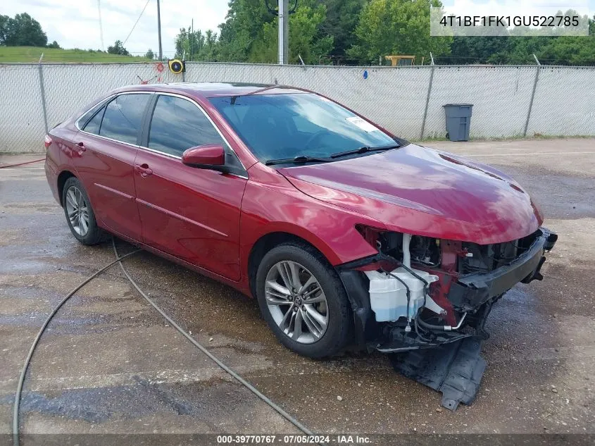 2016 Toyota Camry Se VIN: 4T1BF1FK1GU522785 Lot: 39770767