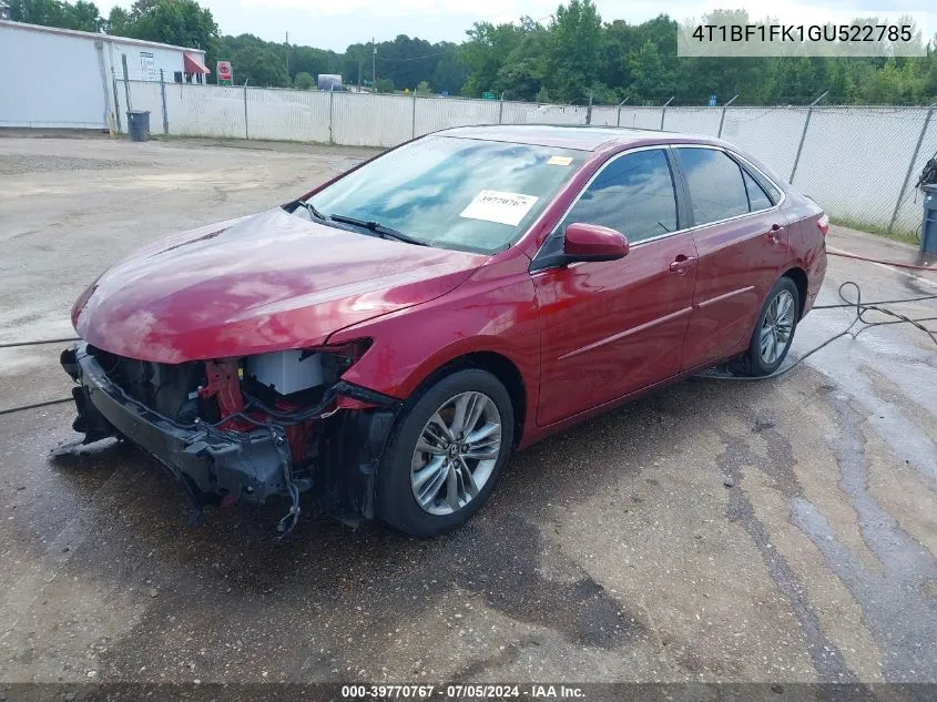 2016 Toyota Camry Se VIN: 4T1BF1FK1GU522785 Lot: 39770767