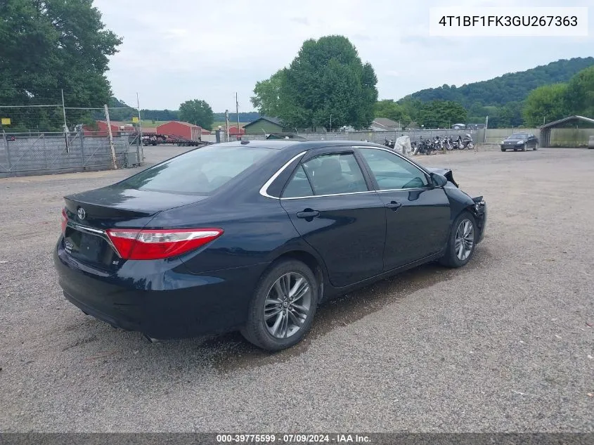 2016 Toyota Camry Se VIN: 4T1BF1FK3GU267363 Lot: 39775599