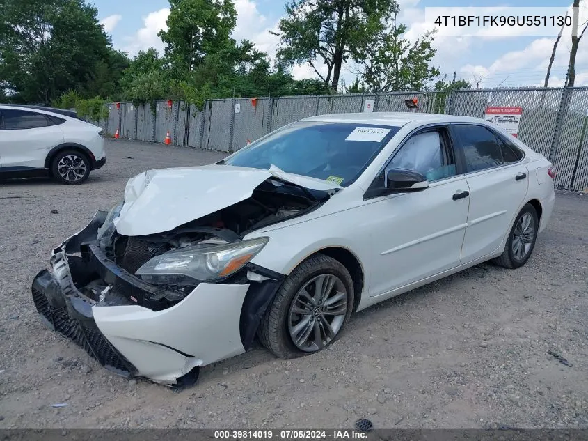 2016 Toyota Camry Se VIN: 4T1BF1FK9GU551130 Lot: 39814019