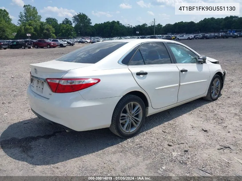 2016 Toyota Camry Se VIN: 4T1BF1FK9GU551130 Lot: 39814019