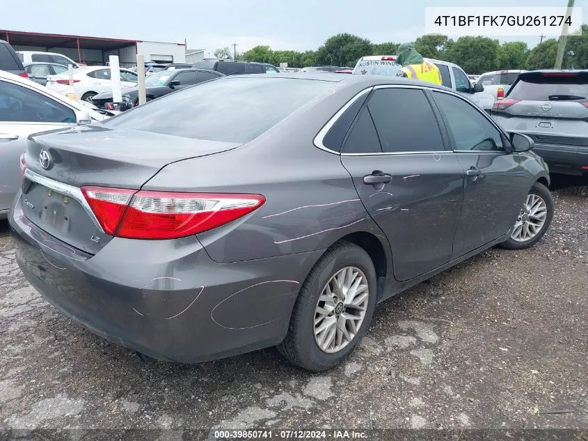 2016 Toyota Camry Le VIN: 4T1BF1FK7GU261274 Lot: 39850741