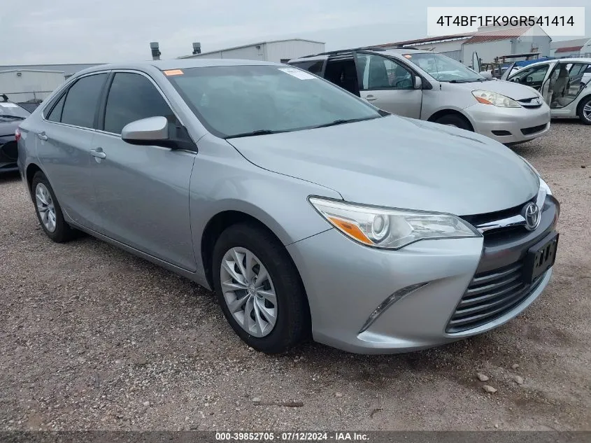 2016 Toyota Camry Le VIN: 4T4BF1FK9GR541414 Lot: 39852705