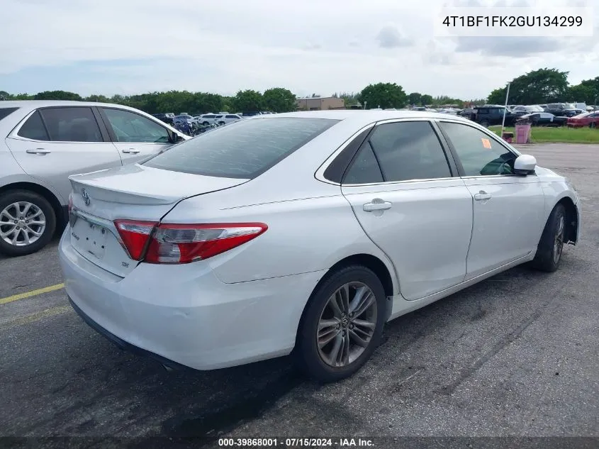 2016 Toyota Camry Se VIN: 4T1BF1FK2GU134299 Lot: 39868001