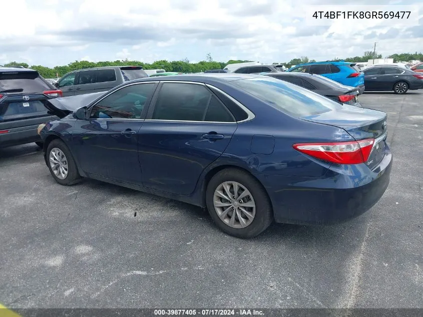 2016 Toyota Camry Le VIN: 4T4BF1FK8GR569477 Lot: 39877405