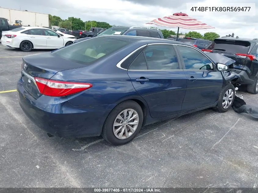 2016 Toyota Camry Le VIN: 4T4BF1FK8GR569477 Lot: 39877405