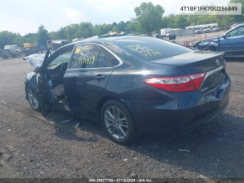 2016 Toyota Camry Se VIN: 4T1BF1FK7GU256849 Lot: 39877759