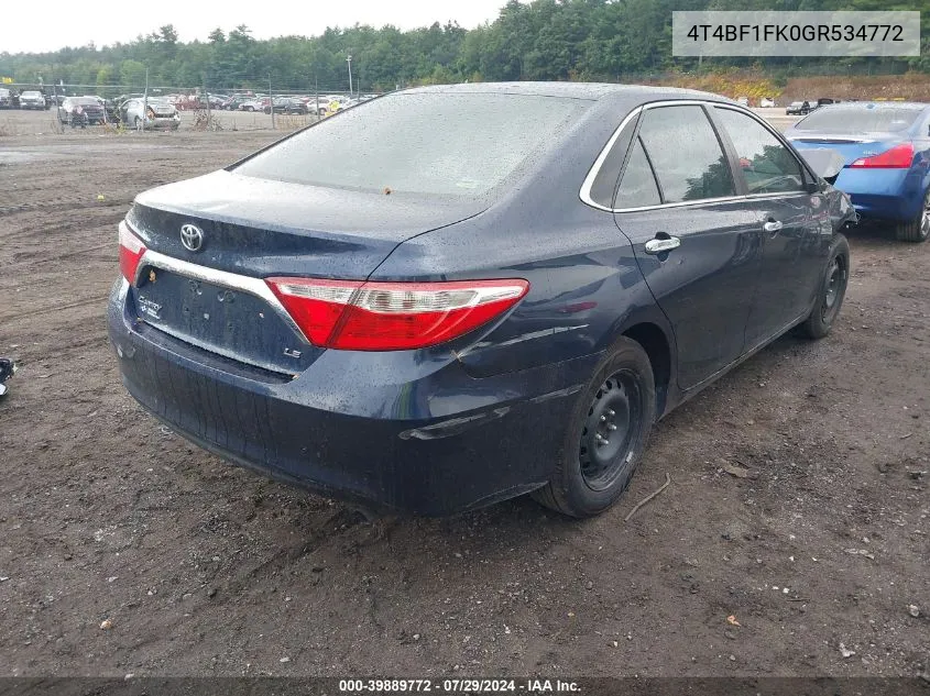 4T4BF1FK0GR534772 2016 Toyota Camry Le