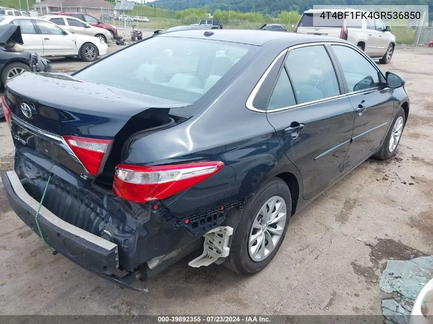 4T4BF1FK4GR536850 2016 Toyota Camry Le