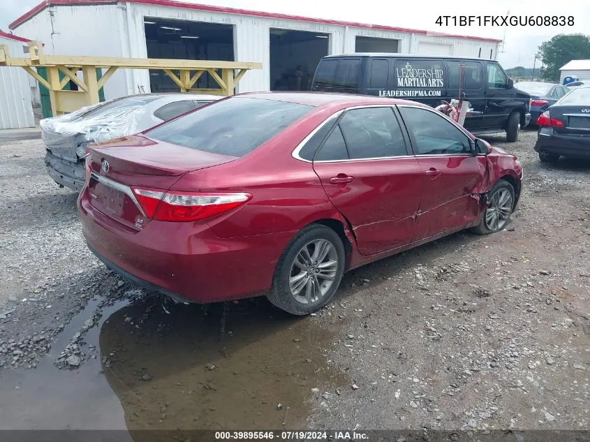 2016 Toyota Camry Se VIN: 4T1BF1FKXGU608838 Lot: 39895546